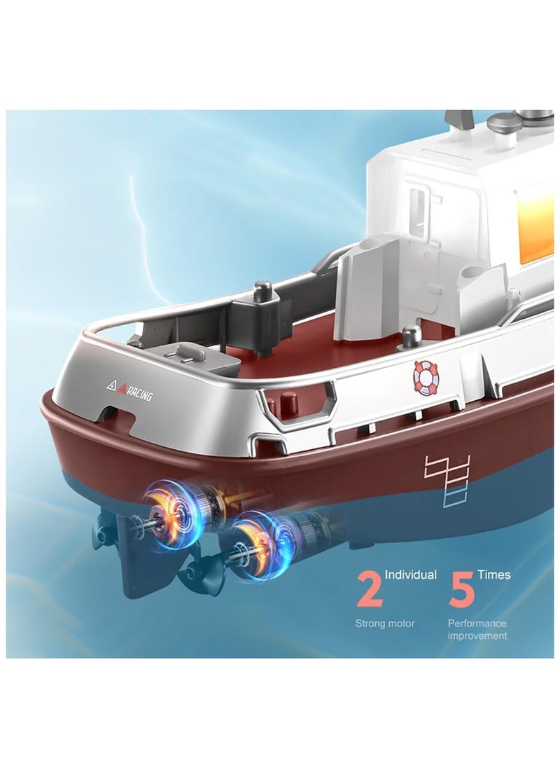 General RC Boat 1/144 2.4Ghz for Pools and Lakes High-Speed Remote Control Boat Ship with Dual Motor and LED Light Boats Water Toys - RTR Version  - Image 5