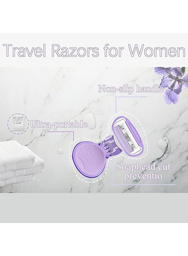 أولو شفرات حلاقة للسفر للنساء، 1 قطعة، ماكينة حلاقة للبشرة الحساسة، 2 عبوات حلاقة صغيرة، أساسيات عطلات الشاطئ (أرجواني) - Image 3