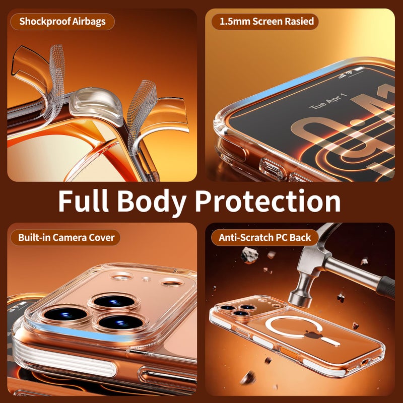COOLQO for iPhone 17 Pro Max Case: Clear Magnetic Phone Cases with Detachable DIY Soft Strip and Camera Cover Compatible with MagSafe Slim Anti Yellowing Shockproof Protective Phone Bumper, White - Image 4