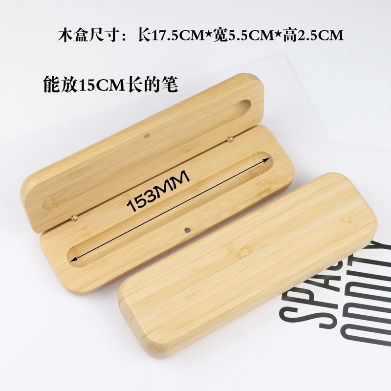 High-Grade Bamboo Ball Pen Casual Business Gift Pen Set Black Gel Pen Rotating Ball Pen Engraved Logo - Image 4