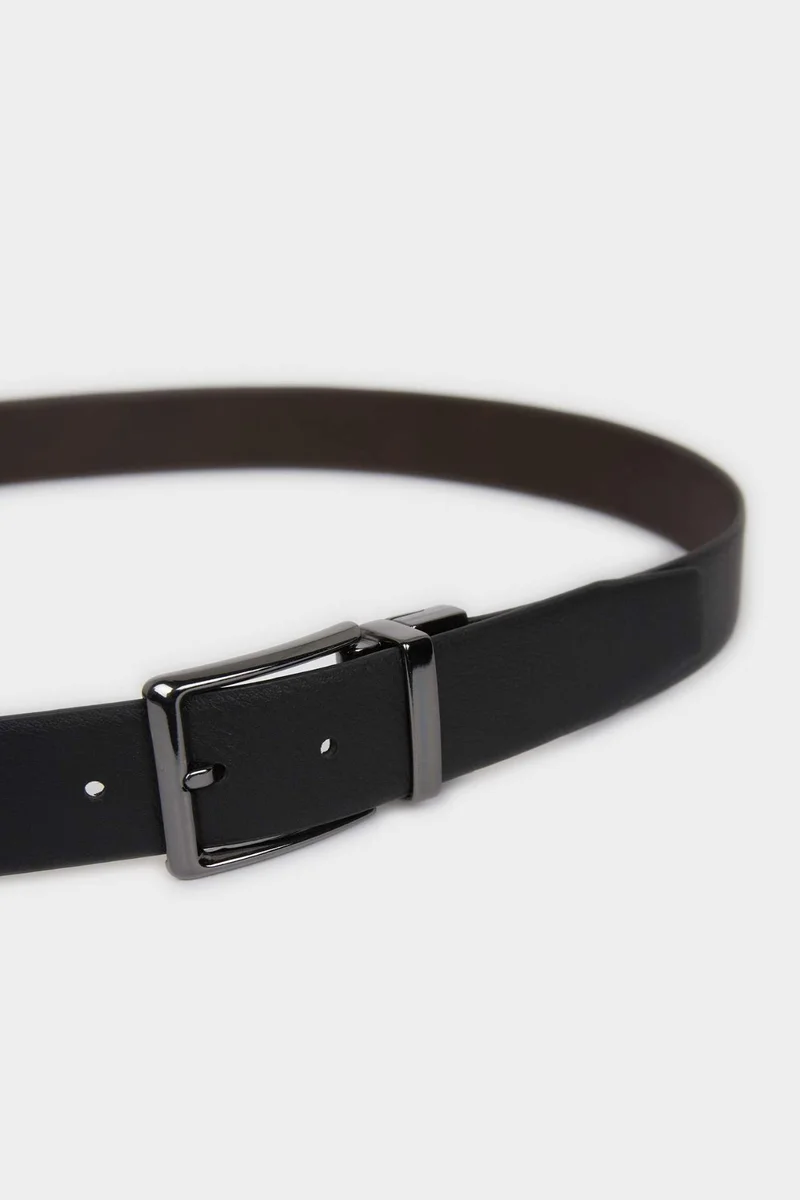 ديفاكتو Man Double Sided Clasp Faux Leather Jean Belt