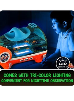 M MIAOYAN Small fish tank, portable fish tank beta for children with LED light, air compressor, small aquarium kit, perfect for home decoration and pet care, science observation dream aquarium with light educational toy  - Image 3