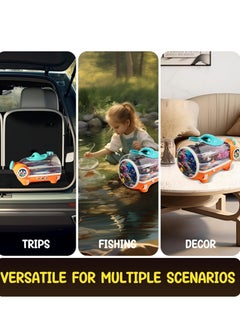 M MIAOYAN Small fish tank, portable fish tank beta for children with LED light, air compressor, small aquarium kit, perfect for home decoration and pet care, science observation dream aquarium with light educational toy  - Image 4