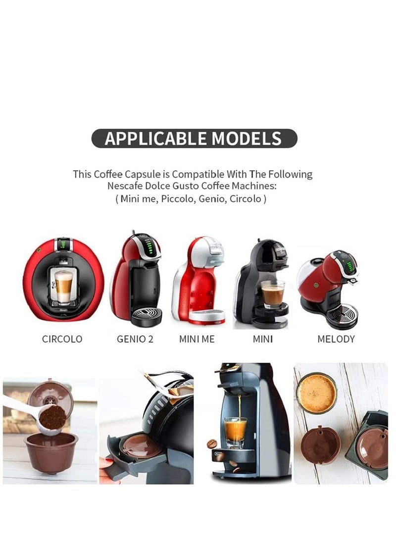 SYOSI Coffee Capsule Refillable Reusable 6 pcs, Colorful Refillable Capsule Pod Compatible Filter Cups BPA Free Coffee Pods with 1 Plastic Spoon and 1 Cleaning Brush - Image 3