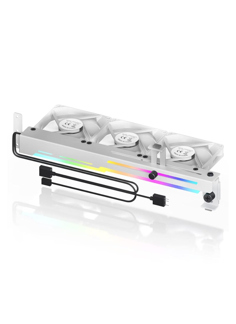ماركة غير محددة مبرد بطاقة رسوميات مزود بمصباح LED ARGB 5V 3Pin وثلاث مراوح 80 مم، وحامل بطاقة رسوميات LED RGB، ومبرد وحدة معالجة الرسوميات سهل التركيب - أبيض  - Image 1