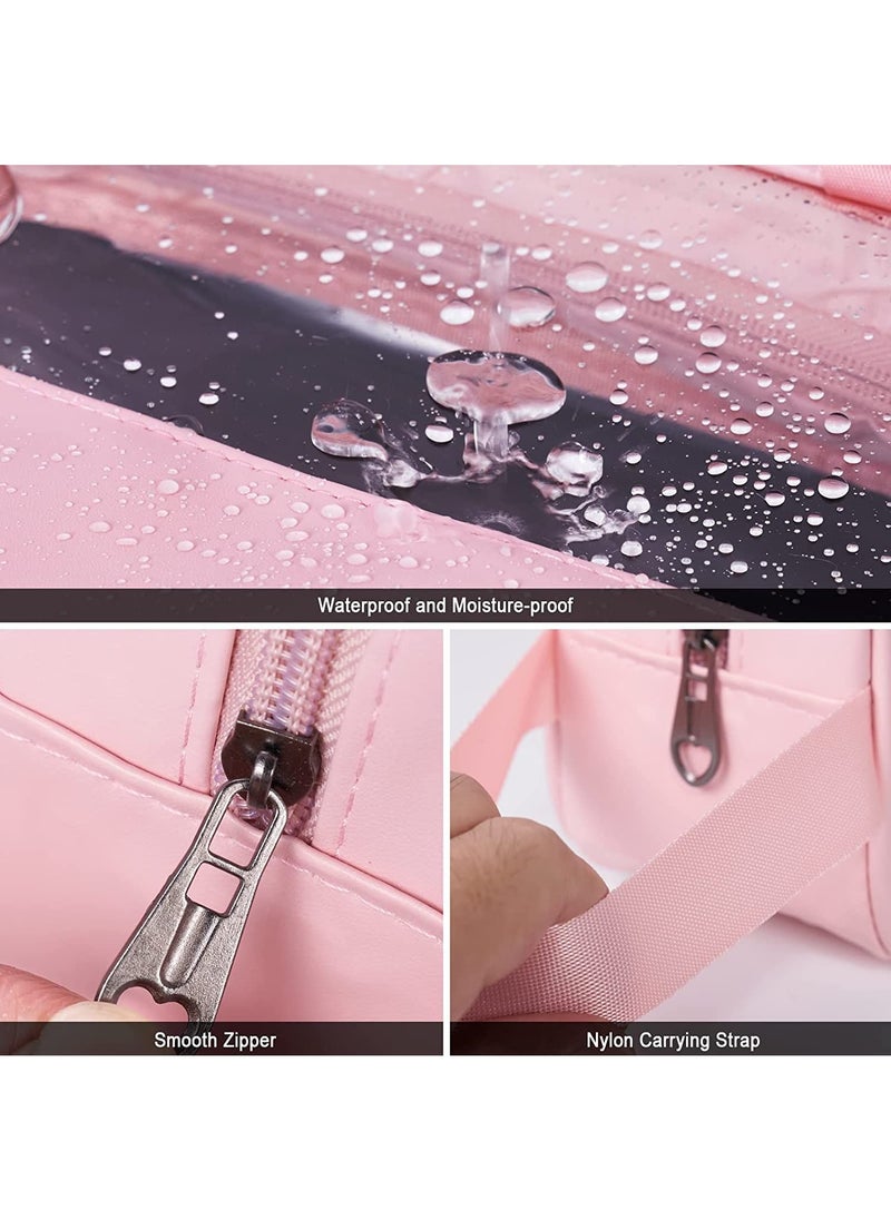 Swift 3 Pack Travel Toiletry Bag, Waterproof Clear PVC Makeup Cosmetic Bag, Zippered Carry on Pouch, Portable Travel Bag for Bathroom, Vacation, Pink  - Image 5