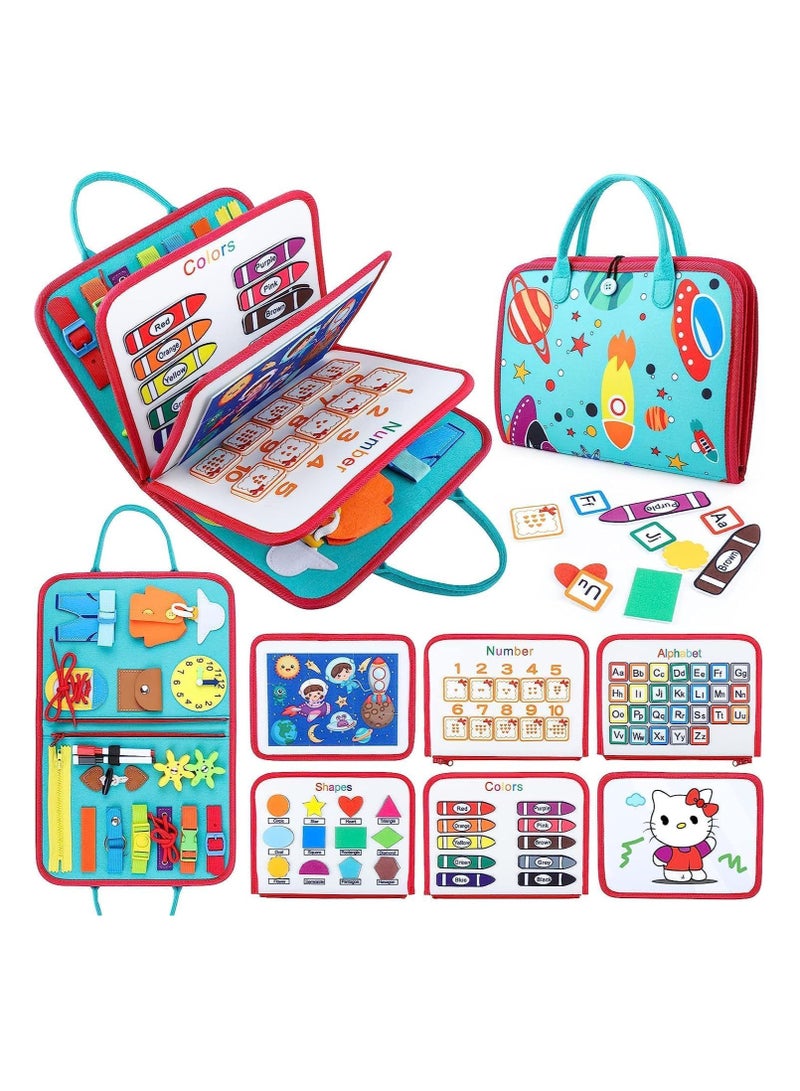 Toddler Busy Board Montessori Toys for 1 2 3 4 Year Old, Sensory Board Educational Activities for Learning Fine Motor Skills - Travel Toys for Plane Car, Gift for Boys Girls - Image 1