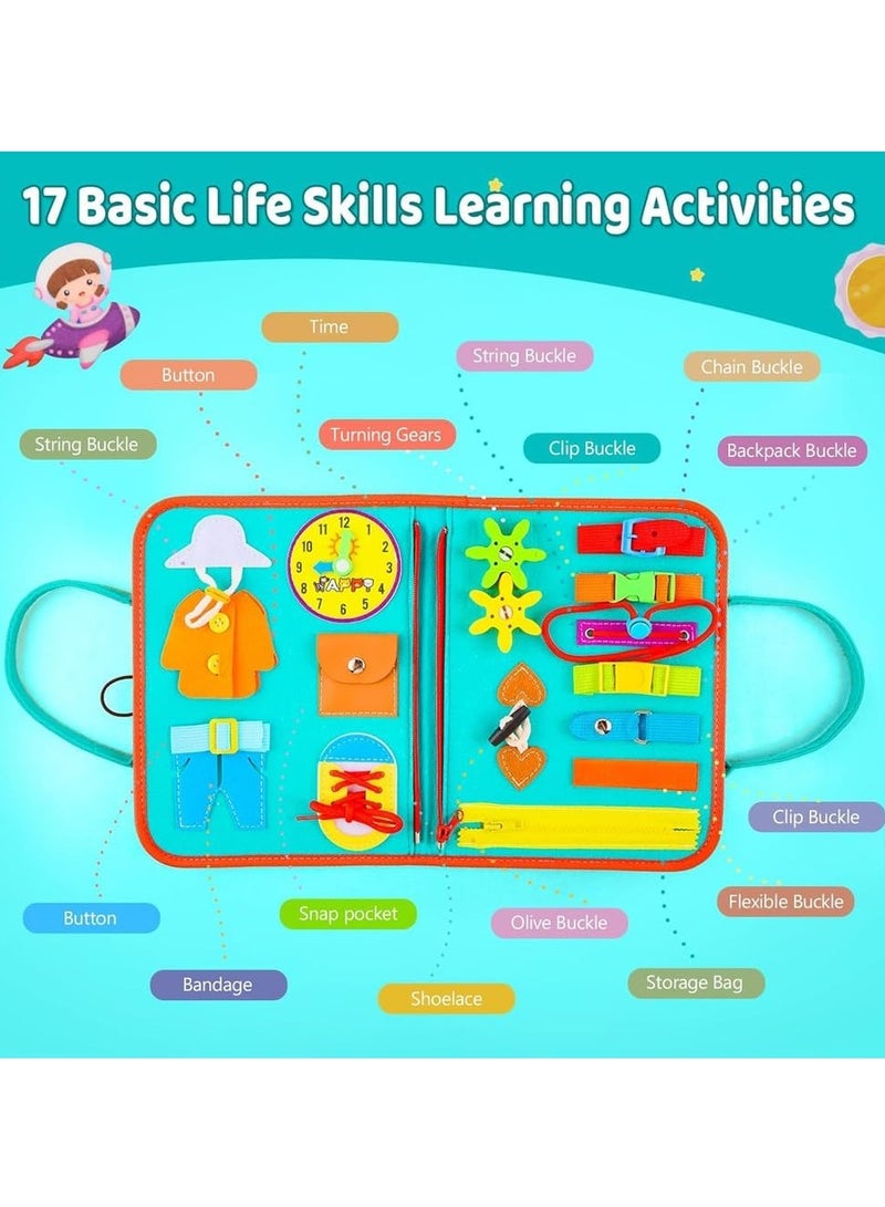 Toddler Busy Board Montessori Toys for 1 2 3 4 Year Old, Sensory Board Educational Activities for Learning Fine Motor Skills - Travel Toys for Plane Car, Gift for Boys Girls - Image 2