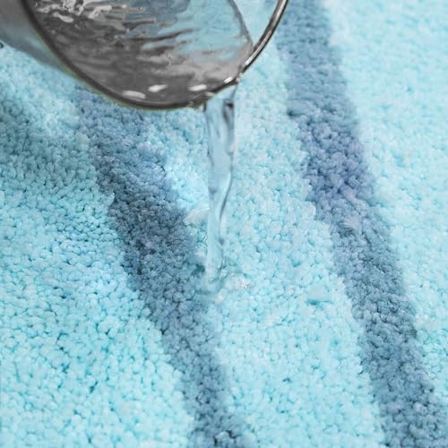 UNIBATH Seashell Bathroom Rugs and Mat Cute Beach Bath Mat for Cartoon Sea Bathroom Decor Aqua Blue Bath Rugs Plush Non-Slip Foot Mat Absorbent Bathtub Rug Washable - Image 3