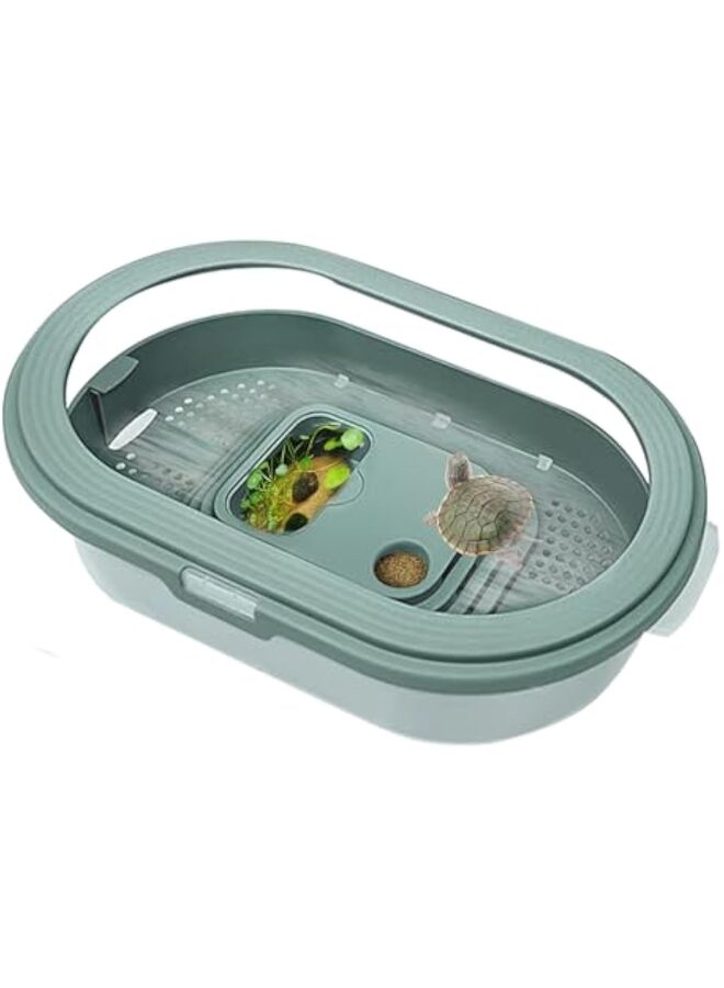 Small Turtle Terrarium Basking Dock Aquarium, Anti-Escape Box for Terrapins, Miniature Enclosure - Image 1