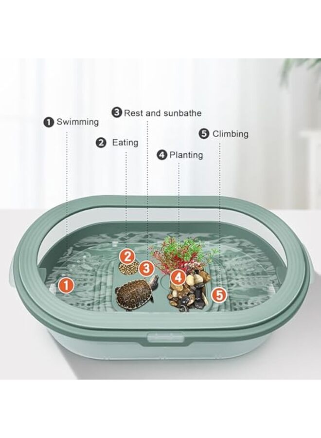 Small Turtle Terrarium Basking Dock Aquarium, Anti-Escape Box for Terrapins, Miniature Enclosure - Image 5