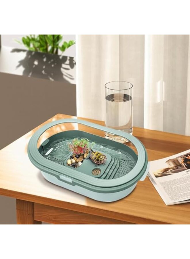 Small Turtle Terrarium Basking Dock Aquarium, Anti-Escape Box for Terrapins, Miniature Enclosure - Image 3