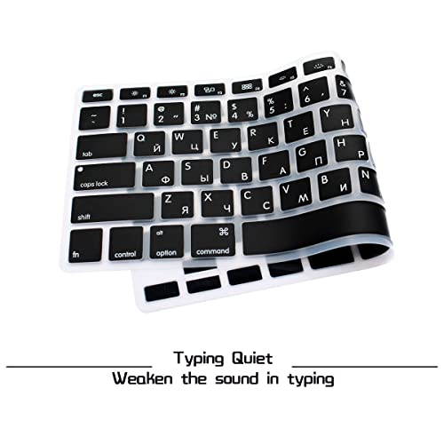 HRH Russian Language Silicone Keyboard Cover Skin for MacBook Air 13,for MacBook Pro 13/15/17(with or w/Out Retina Display,2015 or Older Version),for iMac Older USA Layout Keyboard Protector-Black - Image 4