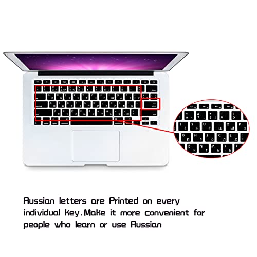 HRH Russian Language Silicone Keyboard Cover Skin for MacBook Air 13,for MacBook Pro 13/15/17(with or w/Out Retina Display,2015 or Older Version),for iMac Older USA Layout Keyboard Protector-Black - Image 3