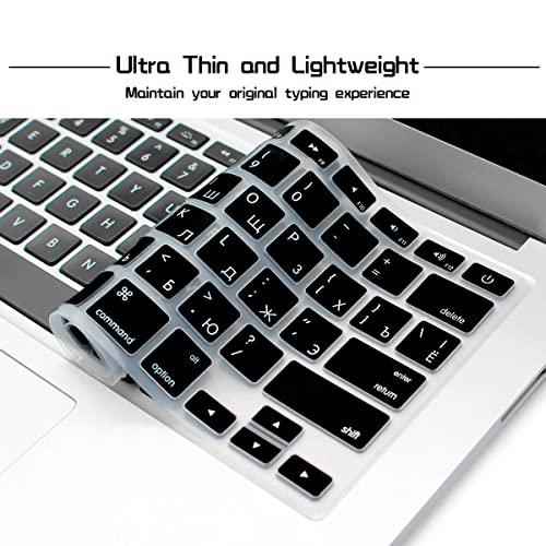 HRH Russian Language Silicone Keyboard Cover Skin for MacBook Air 13,for MacBook Pro 13/15/17(with or w/Out Retina Display,2015 or Older Version),for iMac Older USA Layout Keyboard Protector-Black - Image 5