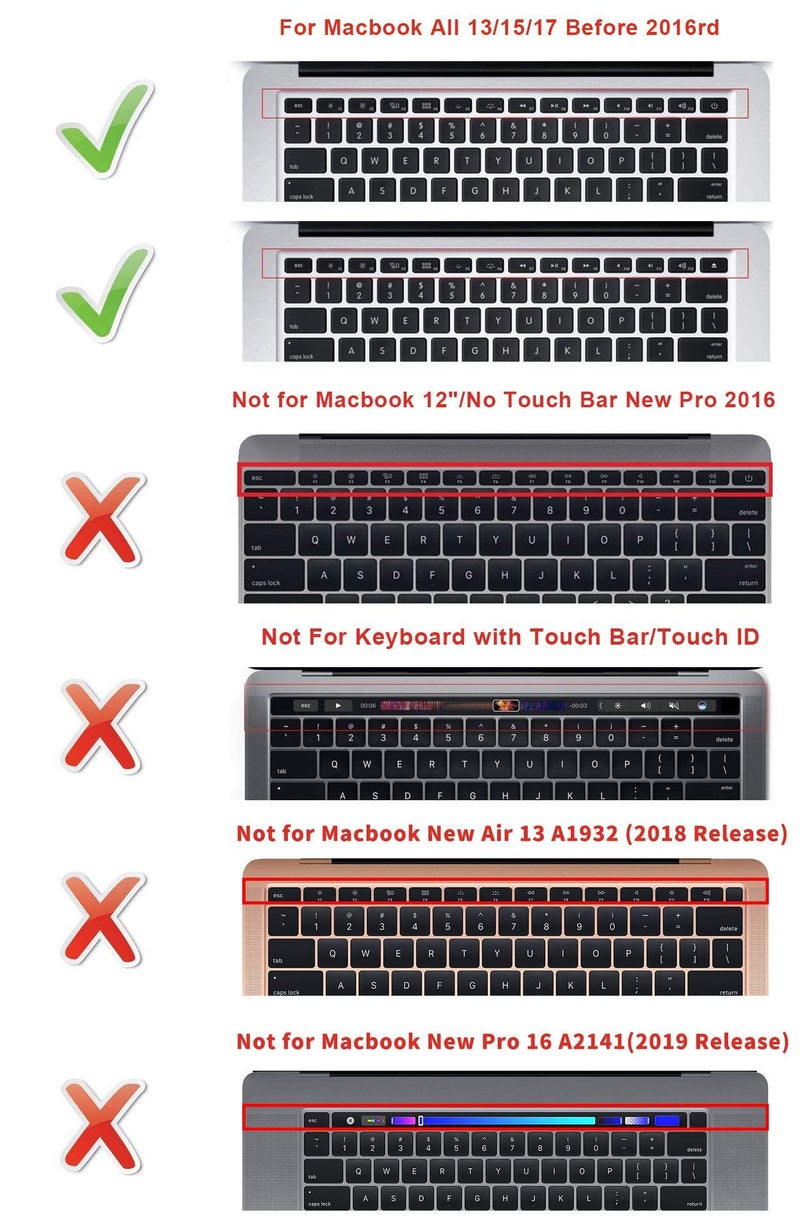 HRH Russian Language Silicone Keyboard Cover Skin for MacBook Air 13,for MacBook Pro 13/15/17(with or w/Out Retina Display,2015 or Older Version),for iMac Older USA Layout Keyboard Protector-Black - Image 2