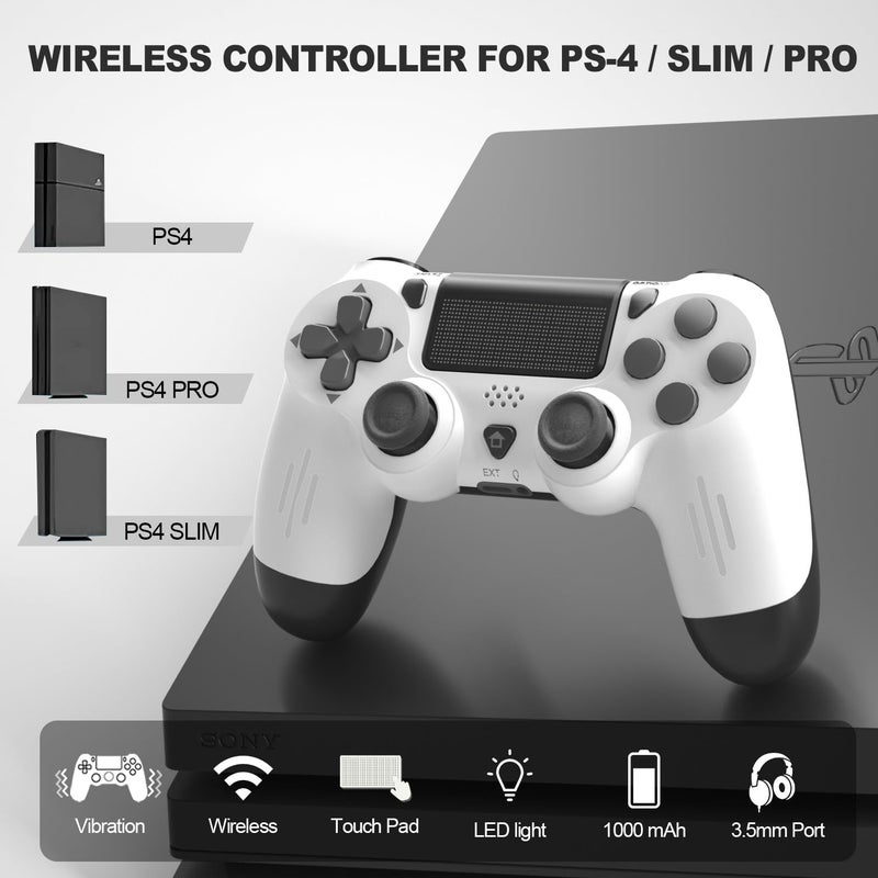 KOTILE Wireless Controller for P4 Gamepad with Touchpad  Motion Sensor  1000mAh Rechargeable Battery for P4/P4 Slim/P4 Pro and PC(White) - Image 2