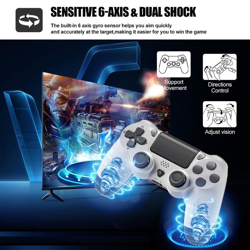 KOTILE Wireless Controller for P4 Gamepad with Touchpad  Motion Sensor  1000mAh Rechargeable Battery for P4/P4 Slim/P4 Pro and PC(White) - Image 5