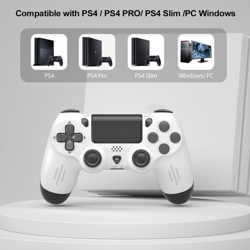 KOTILE Wireless Controller for P4 Gamepad with Touchpad  Motion Sensor  1000mAh Rechargeable Battery for P4/P4 Slim/P4 Pro and PC(White) - Image 3