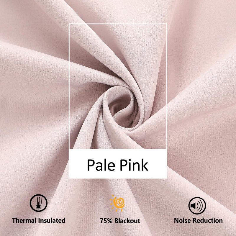 Treatmentex Pink Sliding Door Curtains 84inch Length 100% Blackout Extra Wide Pom Pom Curtain Panels Sliding Glass Door Curtains Thermal Insulated Patio Door Curtains for Kids Nursery Room W100 1 pc Blush Pink - Image 3