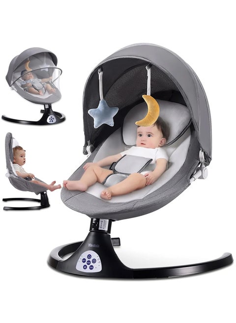 Baby Swing for Infants, Portable Swing with 5 Speed, Baby Bouncer,Remote Control Rocker Adjustable Seat for Newborn & up,Music Playing, Mosquito Net and Hanging Toys for Entertainment