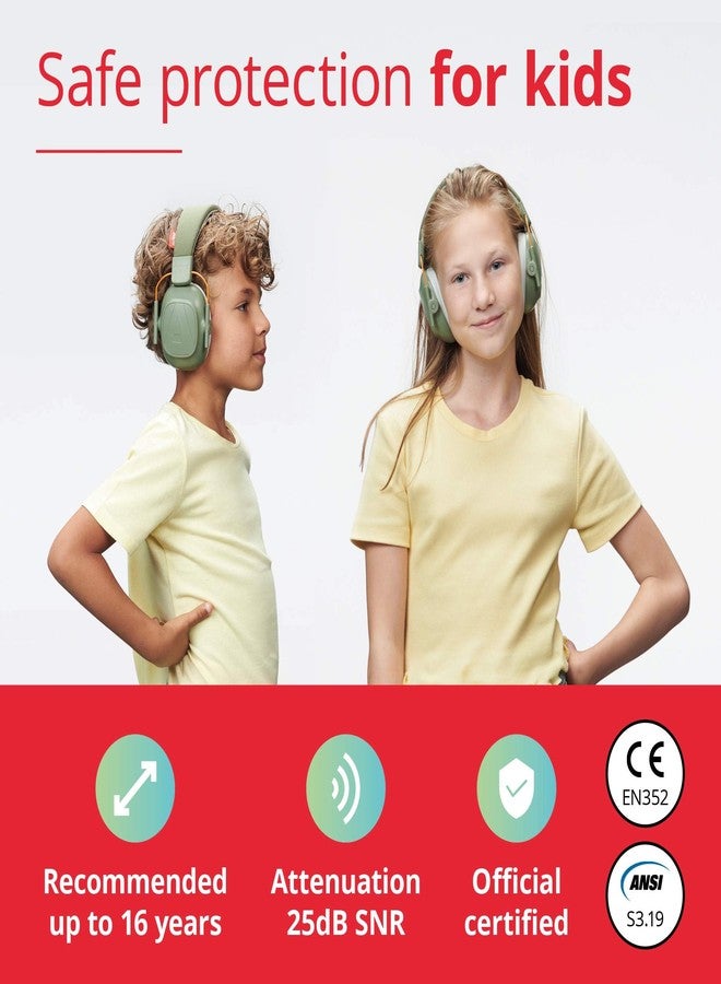 Alpine Muffy Kids - Hearing Protection - CE & ANSI Certified - Adjustable for Ages 3-16 years - Noise Cancelling Headphones - 25dB Sound Reduction Ideal for Protection and Concentration Aid - Green - Image 2