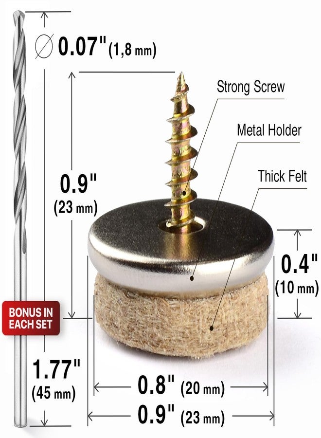 إكس-بروتيكتور وسادات لباد قابلة للتركيب بالبراغي من إكس-بروتكتور - 24 وسادة لباد للكراسي للأرضيات الخشبية الصلبة 0.8 بوصة - منزلقات كراسي ممتازة - واقيات أرضيات بيج لأرجل الأثاث - أفضل منزلقات أثاث للأرضيات الخشبية الصلبة - Image 3