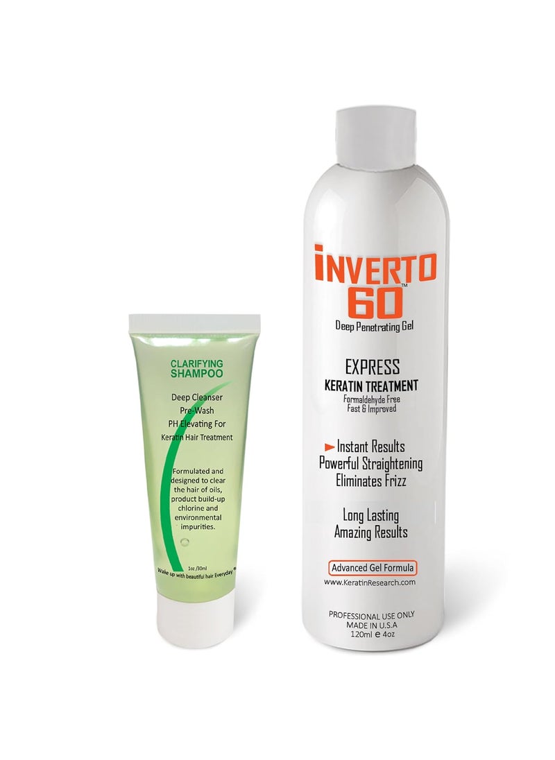INVERTO REVOLUTION - INVERTO 60 Advanced Gel Complex Brazilian Keratin Hair Blowout Treatment Formaldehyde Free Straightening Smoothing and Repairing Damaged Hair Keratin Research (Average Hair-120ml) - Image 1