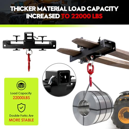 Vornalex Heavy Duty Forklift Lifting Hook, Fork Lifting Attachment, with Trailer Hitch, Dual Fork Mount for Lifting & Towing Generators, Drums, Machinery, Fit for Standard Forklift/Tractor Forks（MAX 10 Tons） - Image 2