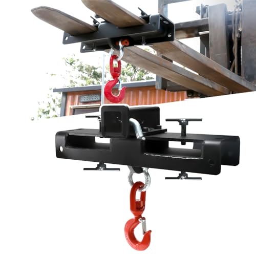 Vornalex Heavy Duty Forklift Lifting Hook, Fork Lifting Attachment, with Trailer Hitch, Dual Fork Mount for Lifting & Towing Generators, Drums, Machinery, Fit for Standard Forklift/Tractor Forks（MAX 10 Tons） - Image 1