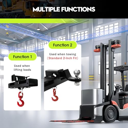 Vornalex Heavy Duty Forklift Lifting Hook, Fork Lifting Attachment, with Trailer Hitch, Dual Fork Mount for Lifting & Towing Generators, Drums, Machinery, Fit for Standard Forklift/Tractor Forks（MAX 10 Tons） - Image 3