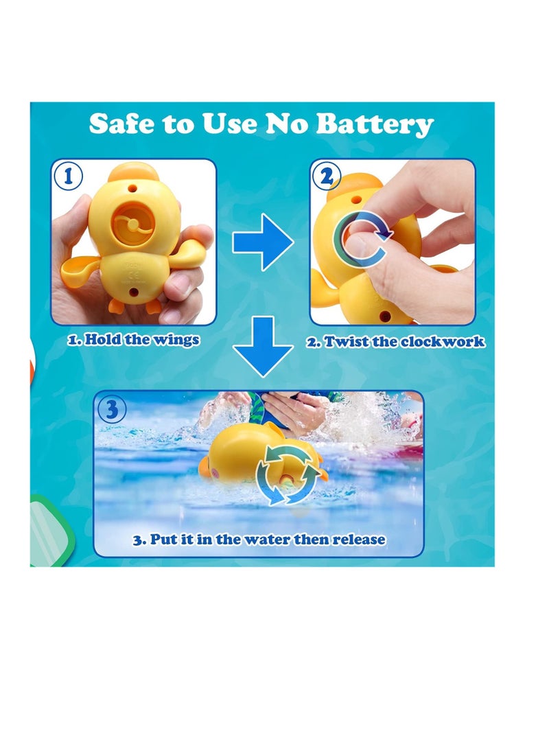 Raxoom Bath Toys, 3 Pcs Wind Up Duck Bathtub Toys for Toddlers 1-3 Years Old, Floating Pool Games, Water Toys for Swimming for Boys and Girls - Image 3