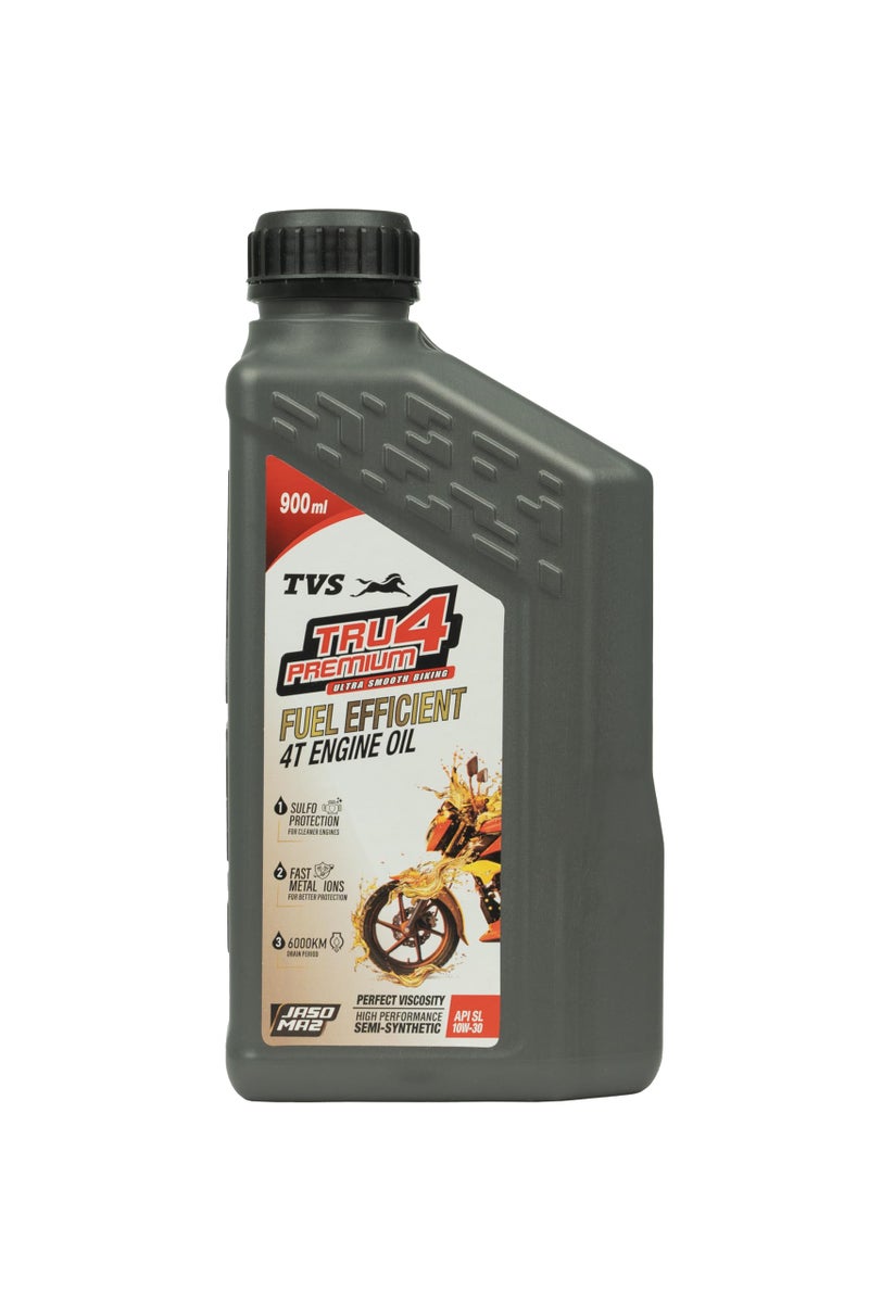 TVS TRU4 PREMIUM Engine OIl 900 ML, 10W30, API SL and JASO MA2,HIGH PERFORMANCE SEMI SYNTHETIC FUEL EFFICIENT ENGINE OIL for bikes - Image 2