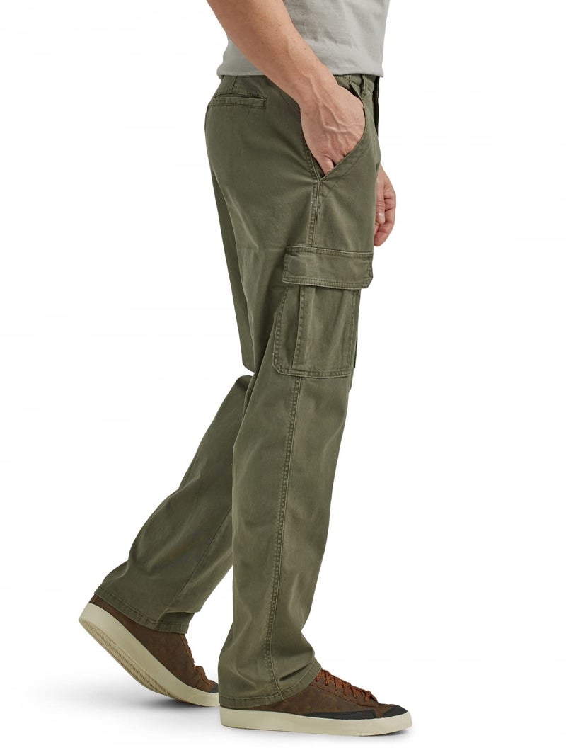 Wrangler Authentics Men's Relaxed Fit Stretch Cargo Pant, Olive, 38W x 30L - Image 2