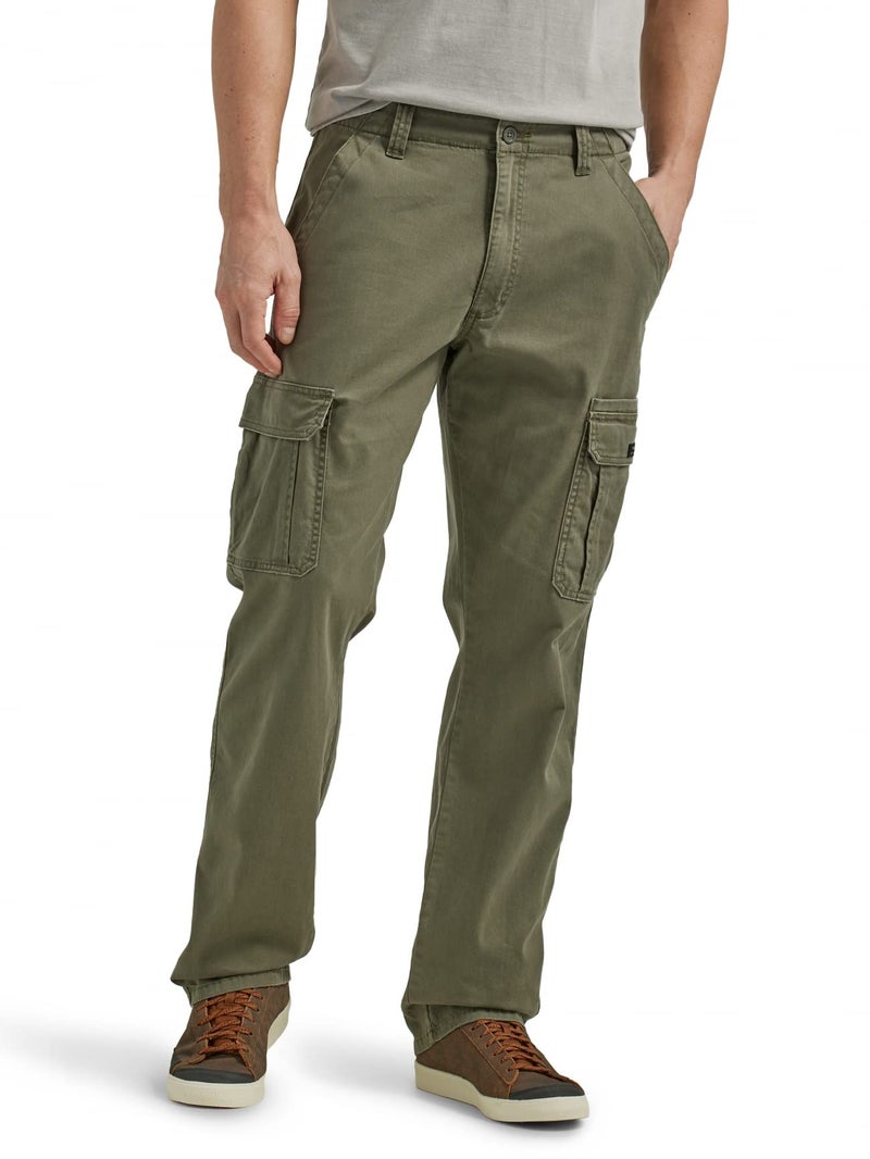 Wrangler Authentics Men's Relaxed Fit Stretch Cargo Pant, Olive, 38W x 30L - Image 1