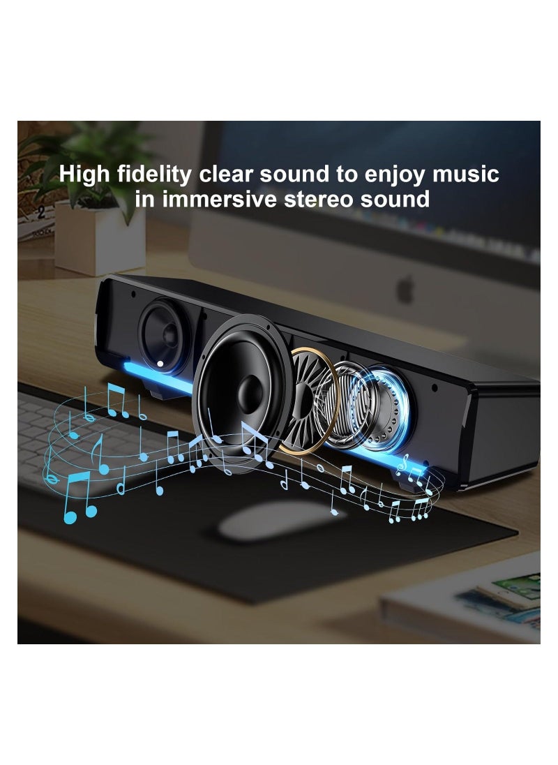 Generic - Computer PC Soundbar Dolby Surround Sound Bars Speakers 3.5mm Input Stereo Surrounding Deep Bass Sound Wired USB Powered Laptop Desktop Monitor Speakers for PC Cellphones Computer Speakers - Image 1