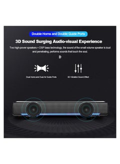 Generic Computer PC Soundbar Dolby Surround Sound Bars Speakers 3.5mm Input Stereo Surrounding Deep Bass Sound Wired USB Powered Laptop Desktop Monitor Speakers for PC Cellphones Computer Speakers  - Image 2