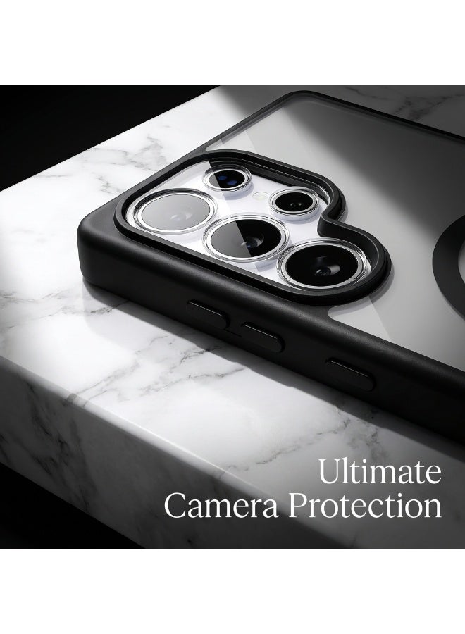 For Samsung S25 Ultra Case, Compatible with MagSafe, Magnetic Translucent Matte Shockproof Cover, Slim Full Protection + Screen Protector (Black) - Image 4