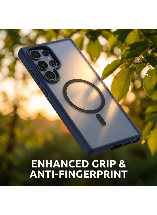 For Samsung S25 Ultra Case, Compatible with MagSafe, Magnetic Translucent Matte Shockproof Cover, Slim Full Protection + Screen Protector (Black) - Image 3