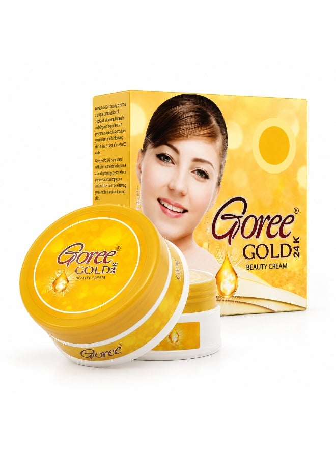 Goree Gold 24K Beauty Cream with Vitamins A C E, Aloe Vera & Sweet Almond Oil for Face, Neck & Body - Image 1