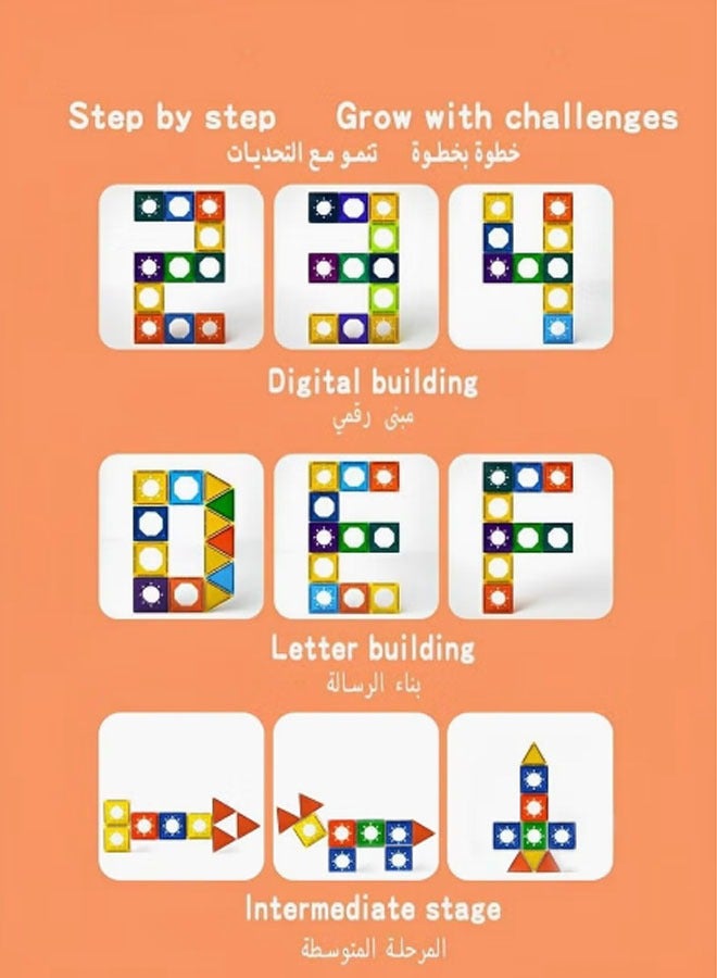 إسكدنيا كتل بناء مغناطيسية، كتل بناء مغناطيسية ثلاثية الأبعاد شفافة، لوحات بناء مغناطيسية، 105 قطعة ألعاب تعليمية ترفيهية، تعليمية للأطفال من عمر 3 سنوات فما فوق (105 قطعة) - Image 2