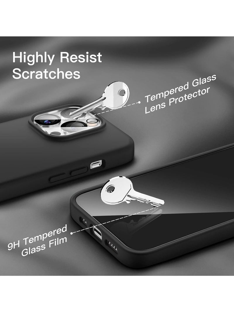 Raxoom iPhone 14 Pro Max Cover, with 2 Pack Screen Protector + 2 Pack Camera Lens Protector, Liquid Silicone [Full Body] Protection Shockproof [Drop Protection] Case 6.7 inches (Black) - Image 2