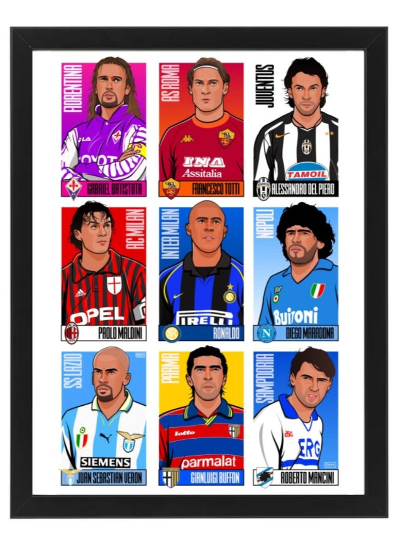 Boomah Accessories Football Legends 90's Serie A ( Batistuta, Ronaldo, Totti) Poster with Frame 30x40cm 
