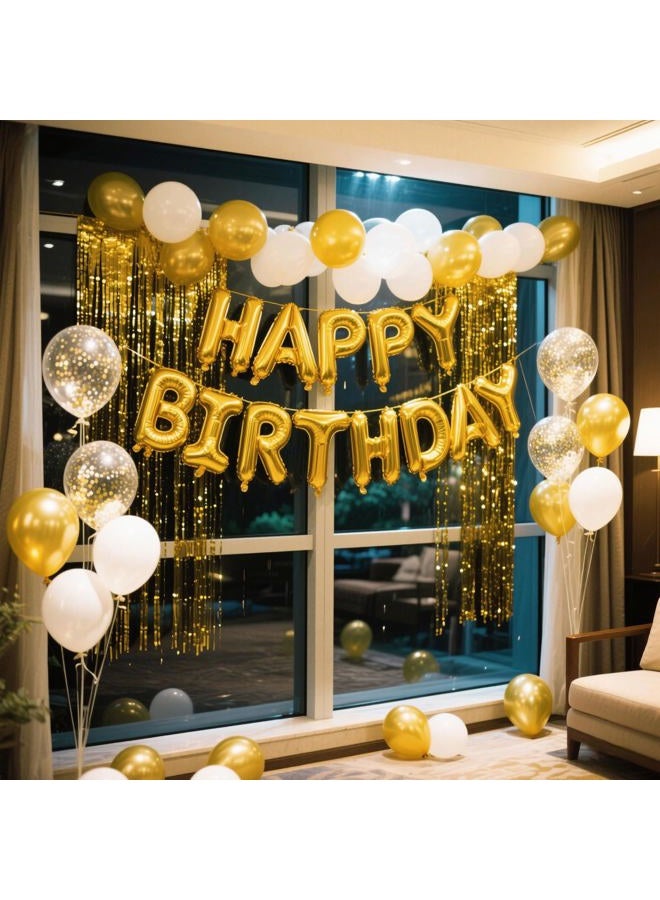 K.E.J. Gold Happy Birthday Balloon Banner Set -16 Inch Foil Letters Balloons, Reusable Birthday Decorations and Party Supplies, Suitable for Men and Women's Birthday Decorations，Party Backdrop - Image 4