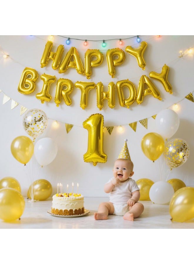 K.E.J. Gold Happy Birthday Balloon Banner Set -16 Inch Foil Letters Balloons, Reusable Birthday Decorations and Party Supplies, Suitable for Men and Women's Birthday Decorations，Party Backdrop - Image 5