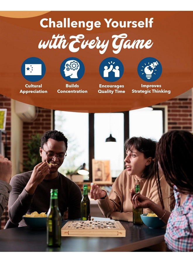 وي جيمز مجموعة 12 بوصة - مجموعة جو تقليدية مع أدراج تخزين قابلة للسحب، جوبان خشبي محمول، ألعاب لوحية إستراتيجية للكبار، لعبة جو بورد من وي جيمز - Image 4