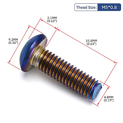 PQY 6pcs Steering Wheel Screw Bolts Taper M5×0.8 Length 19mm Round Head Burnt Titanium Finish Round Head - Image 2