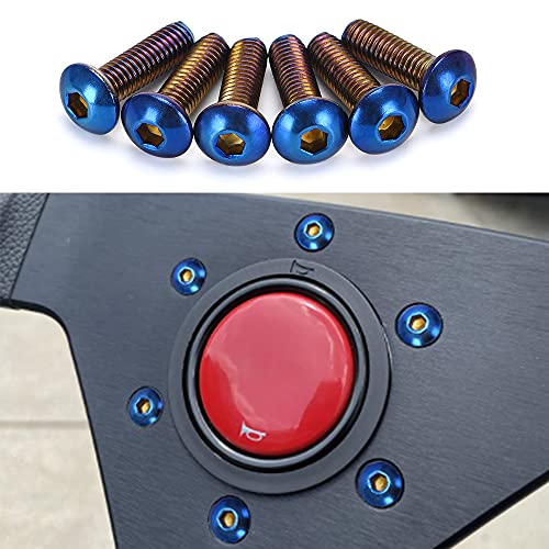 PQY 6pcs Steering Wheel Screw Bolts Taper M5×0.8 Length 19mm Round Head Burnt Titanium Finish Round Head - Image 3