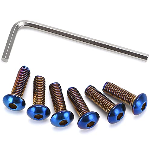 PQY 6pcs Steering Wheel Screw Bolts Taper M5×0.8 Length 19mm Round Head Burnt Titanium Finish Round Head - Image 5