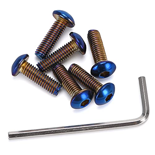PQY 6pcs Steering Wheel Screw Bolts Taper M5×0.8 Length 19mm Round Head Burnt Titanium Finish Round Head - Image 1